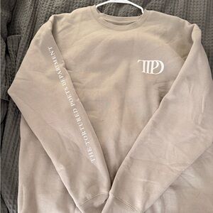 Taylor Swift Crewneck Sweatshirt in Taupe with White Logo